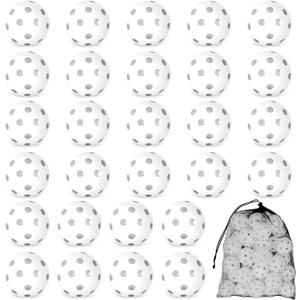 30 Pack Practice Baseballs For Hitting, 2.8 Inch Plastic Soft Baseballs for Practice Lightweight Soft Ball With Mesh Bag, Hollow Training Softball for Indoor Outdoor Sport Pitching Batting, White