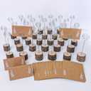30 Pcs Rustic Wood Place Card Holders with Swirl Wire Wooden Bark Memo Holder Stand Card Photo Picture Note Clip Holders 5.8" and Kraft Place Cards Bulk for Wedding Party Table Number Name Sign
