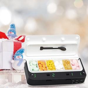 Pill Dispenser with Alarm, Daily Medicine Pill Organizer with up to 7 Alarms A Day,Smart Pill Box 6 Compartments, Pill Reminder for Elderly,White (White)