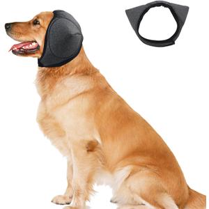 Triangle-Design Dog Ear Covers  Upgraded Water-Resistant Ear Protection for Dog Bathing, Grooming & Swimming, Adjustable Reusable Wrap for Noise & Blow-Dry Relief (Grey, M)