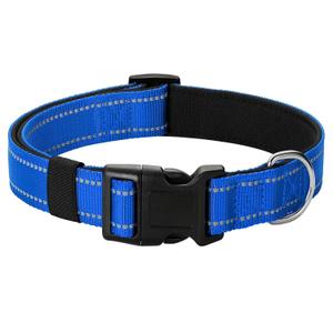 Reflective Dog Collar Padded with Soft Neoprene Breathable Quick Release Basic Dog Collars for Medium Dogs Blue Boy Girl (M:width 3/4"neck 14-20.5"), Blue 