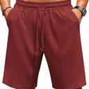 COOFANDY Men Casual Shorts Elastic Waist Drawstring Shorts Stretch Summer Beach Shorts with Pockets, L