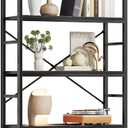 VERMESS 32 Inch Industrial Book Shelf, 5-Tier Display Bookshelf for Living Room Bedroom, Shelving Unit Wood Bookcase with Open Shelves, Metal Frame, Black, Standard