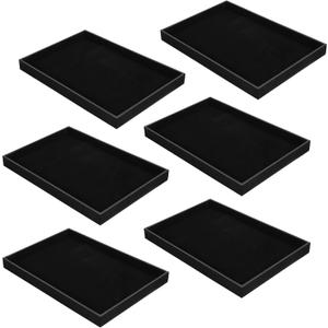 6-Piece Velvet Stackable Jewelry Organizer Trays  13.8" x 9.5" Large Size Black Premium Display & Storage for Necklaces, Bracelets, Rings & More
