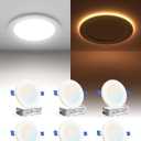 Ensenior 6 Pack 4 Inch LED Recessed Ceiling Light with Night Light, Dimmable, 2700K-5000K 5CCT, 750LM 9W 120V, High Brightness Canless Wafer Downlight - FCC