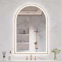 Arched LED Mirror for Bathroom 24"x36", Orange Gold LED Bathroom Mirror with Lights, Fogless, Dimmable, Shatterproof, Touch Sensor, 3 Color Changing