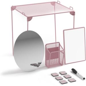 U Brands 4145U01-06 Locker Organizer and Decorating Kit, Back to School Essentials, Blush, 11-Piece, Includes Mirror, Shelf, Magnets, and Other Accessories