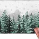 Christmas Entrance Floor Mat Elk Snowflake Welcome Doormat Red Black Check Plaid Non Slip Entry Rugs for Bathroom Kitchen Home Front Decor 16x24inch