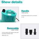 Upettools Submersible Water Pump, Ultra Silence Circulation Multifunctional Water Pump with Handle for Pond, Aquarium, Hydroponics, Fish Tank Fountain with 4.6ft (1.4M) Power Cord(66GPH,5W) Green