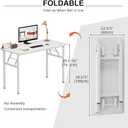 Need Folding Desk for Home Office 39-3/8" Length Modern Folding Table Computer Desk No Install Needed White Color Desktop White Frame AC5DW(100 * 60)