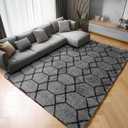 ONASAR Rugs for Living Room, Fluffy Soft 5x8 Grey and Black Geometric Area Rug for Bedroom, Shaggy Fuzzy Plush Moroccan Floor Carpet for Kids Boys Girls Teen Nursery Dorm Office Home Decor Aesthetic