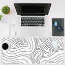 NIYLYNSYN Mouse Pad Large Topographic Contour Map Non-Slip Game Desk Mat with Stitched Edge Laptop Keyboard Desk Pad for Work Home Gaming (35.4 x 15.7 Inches)