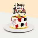 7 x Casino Cake Topper Happy Birthday Las Vegas Cake Topper Poker Chips Cake Topper Casino Themed Party Supplies for Casino Night Party Decorations Gambling Party Decorations Vegas Birthday Decorations