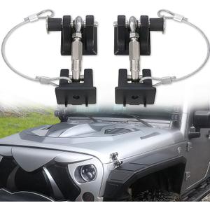 JK Hood Latches with Keys for Jeep, Hood Lock Locking Hood Latch for Jeep Wrangler JK Unlimited Sahara 2007-2018, Anti-Theft, Eliminate Hood Flutter, Aluminum, 1 Pair