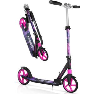 BELEEV V5 Scooters for Kids 6 Years and up, Folding Kick Scooter 2 Wheel for Adults Teens, 4 Adjustable Handlebar, 200mm Big Wheels, Lightweight Sports Commuter Scooter, Sturdy Frame, up to 220lbs (Purple)