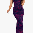 GLNEGE Women's Summer Floral Midi Wedding Guest Dress Spaghetti Strap Bodycon Party Dresses Lace Up Slit Casual Dresses L