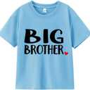 Big Brother Shirts for Toddler Boys 2-5 Years; Heart Graphic Tee; Soft Cotton Short Sleeve T-Shirt (Blue)