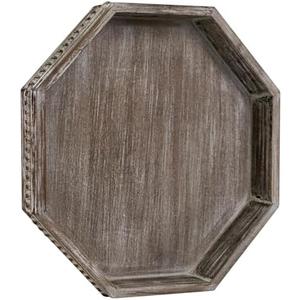 Wooden Decorative Tray, Small Serving Tray with Wood Bead, Farmhouse Big Tray for Ottoman, Countertop, Coffee Tabl, 13" x 13"x 1.6" (Retro Brown)