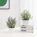 2 Pack Small Fake Plants, Artificial Lavender Plants for Spring and Summer Decor, Faux Plants Indoor for Bathroom, Office, Table, Shelf and Home Decor
