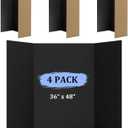 AKONEGE 4 Pack 36" x 48" Trifold Poster Board for Presentation, Black Corrugated Cardboard Large Tri Fold Poster Board for Science Fair, Office & School Projects, Photo Displays, Exhibitions Event