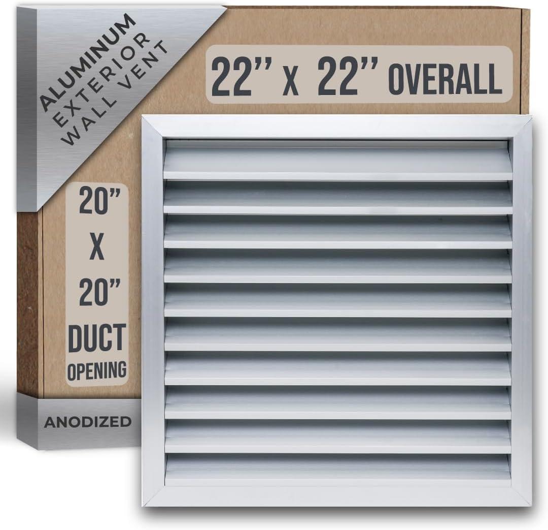 Fits 20x20 Wall Opening Anodized Aluminum Exterior Wall Vent by Handua | Gable Shed for Crawlspace, Outdoor, Doors, Attic | Weatherproof, Rain&Rust Proof, Water Resistant Grille Overall: 22"W X 22"H