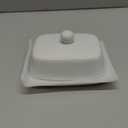 Butter Dish with Lid, Porcelain Butter Box for Countertop with Stainless Steel Multipurpose Butter Knife, Butter Keeper with Double High-quality Silicone Good Kitchen Gift White
