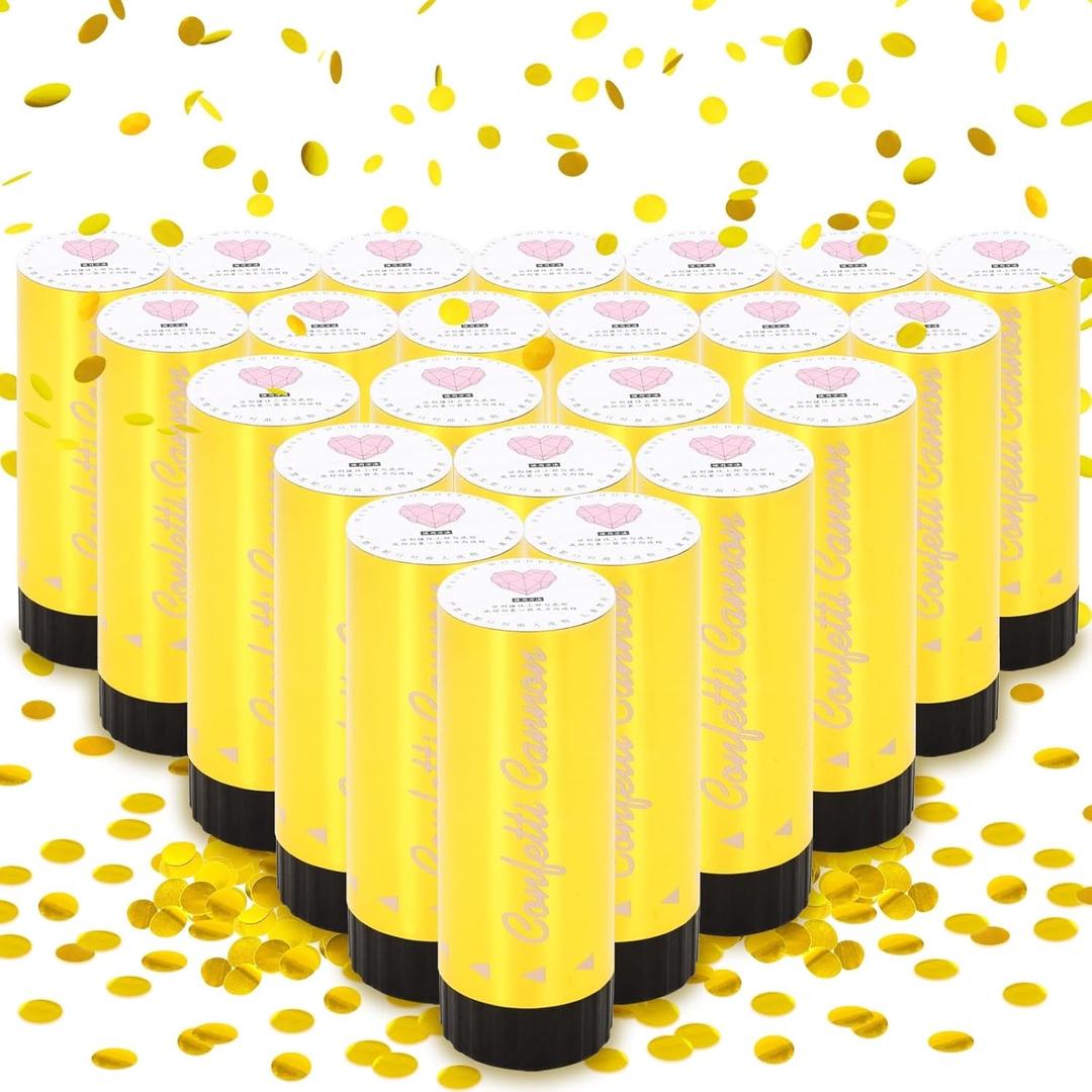 Confetti Cannon 24 Pack Small gold Confetti Poppers ideal for Weddings, Birthdays, Graduations, Baby Showers, New Year's Eve Parties Fun Party Decorations (24Pack, Glod)