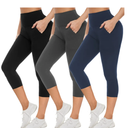NEW YOUNG 3 Pack Leggings with Pockets for Women,High Waisted Tummy Control Workout Yoga Pants(L-XL)