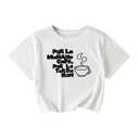 RoseSeek Women's Letter Print T Shirts Crewneck Short Sleeve Tee Tops Streetwear Tops White and Black Small (S)