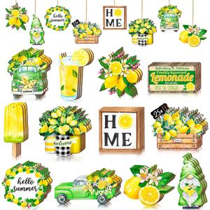 Maitys 36 Pcs Lemon Tree Ornaments Summer Ornaments Wood Gnomes Hanging Ornaments with String Decorative Fruit Tree Decoration for Home Lemon Party Decoration,QE-Maitys-ca901