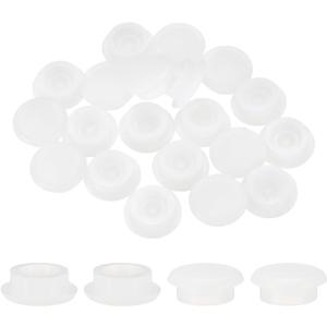 UXCELL 30pcs Heat Resistant Silicone Flush Type Fastener Hole Cover Plugs for 21mm (13/16 Inch) Hole, Round Snap Locking Tubing Plugs for Furniture Cabinet, White