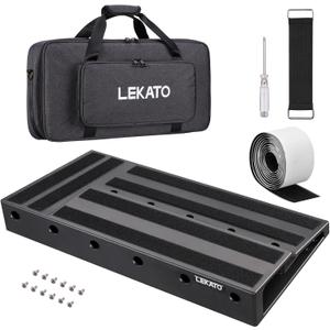 LEKATO Guitar Pedal Board, Pedal Board 22"x11"x2.8", Guitar Effects Pedalboard, Built-in Compartment for Power Supply, Pedalboard with Carry Bag and Mounting Tape