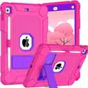 BMOUO Case for iPad 6th 5th Generation (9.7 inch, 2018/2017), Shockproof Protective iPad 9.7 Case with Built-in Stand/Pencil Holder for iPad 6th/5th Gen, Air 2, Magenta