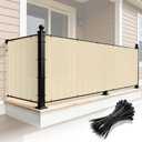 3' x 10' Balcony Privacy Screen HDPE Privacy Fence Cover with Grommets UV Block & Breathable for Patio Deck Porch Apartment, Zipties Included (Beige)
