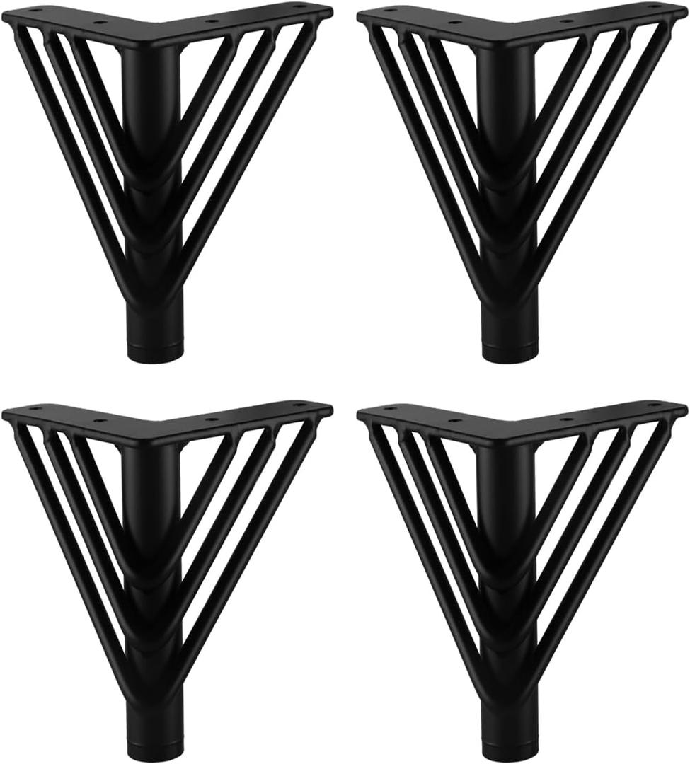 Osring 8 Inch Furniture Leg Black Triangle Shaped Hairpin Furniture Table Feet 4pcs, Heavy Duty Metal Coffee Table Legs for Sofa Dresser Cabinet