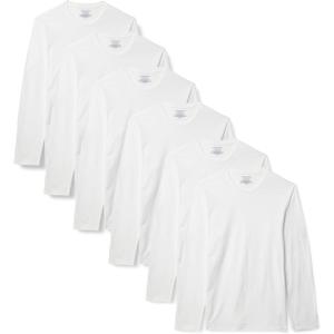 Amazon Essentials Men's Slim Fit Breathable Cotton Crew Neck Undershirts, Pack of 6 (X-Large, White Long Sleeve)
