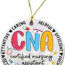 CNA Christmas Ornament 2025 - Printed on 2 Sides, Round Ceramic 3", Certified Nurse Assistant Appreciation Gifts Bulk for Women Men, CNA Christmas Gifts Gift for Nursing Aide Home Office Dcor