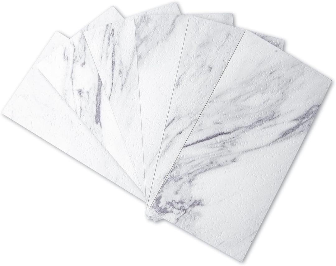 Art3d 102-Piece Peel and Stick Tile Backsplash for Kitchen Bathroom, 3in.  6in. Stick on Subway Tile White Granite (3" X 6)
