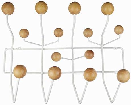 SHISEDECO Classic Hang it All Coat Rack, Mid Century Modern Wall Mounted Hooks with Painted Solid Wooden Balls, Decorative Creative Fashion Wood Hanger for Home, Bedroom (White Frame Natural)