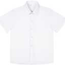Visaccy Boys Short Sleeve Dress Shirts Button Down Solid Cotton Casual Shirt Size 14 Year