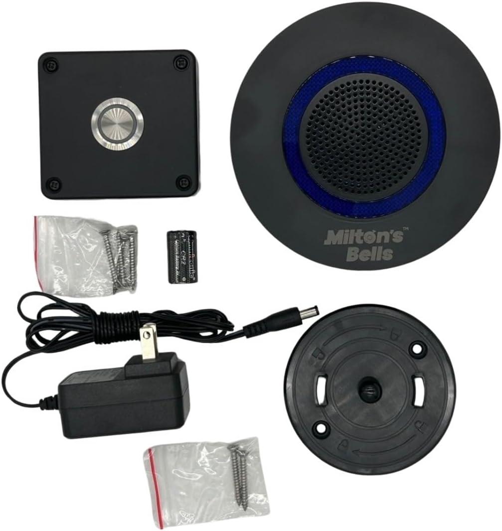 Miltons Bells X5 Wireless Doorbell, Ideal for Warehouse & Business Door Chime Kit, Expandable System Operating at 5,000 ft Range, Weatherproof Design with 16 Adjustable Melodies