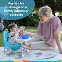 Nuby Pop-Up Booster Seat with Removable Tray - 6+ Months - Portable Booster Seat for Floor for Indoor/Outdoor Use - 3-Point Safety Adjustable Straps - Summer Travel Essentials - Chevron