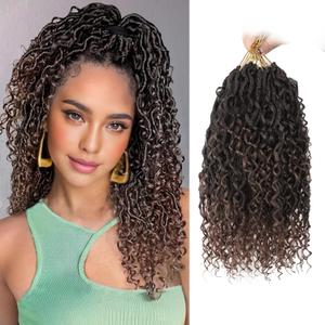 Goddess locs crochet hair, 9 packs soft boho faux locs with curly ends bohemian crochet dreads for black women(14Inch,#T30)