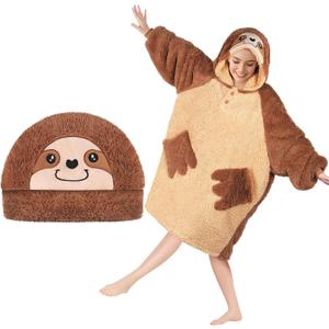 Animal Blanket Hoodie for Adults, Oversized Sweatshirt With Pockets & Sleeves, Soft Sherpa for Warmth, Ideal Gifts for Women,