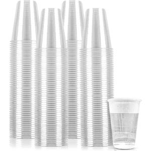 TashiBox 12 oz clear plastic cups - Disposable cold drink party cups (200)