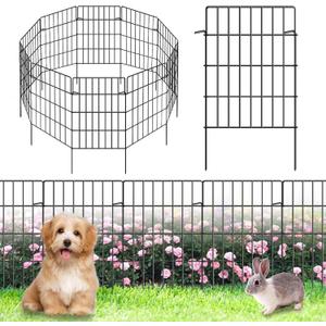 30 Pack Decorative Garden Fence Total 32.5ft (L) x 24in High 1.44" Gap Metal Wire Rustproof Small Animal Barrier Fence Easy Assembly Patio Yard Seedlings Protection Fencing Border Black