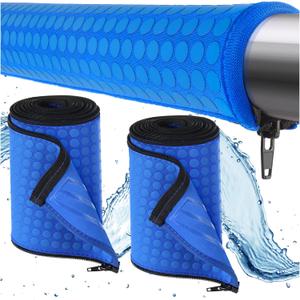 2 Pack Neoprene Pool Handrail Covers, 8 Foot Swimming Pool Hand Railing Covers with Enhanced Zipper Slip Resistant Anti-Scald Safety Rail Grip Handles Sleeve for Inground Swimming Pool Ladder Handles