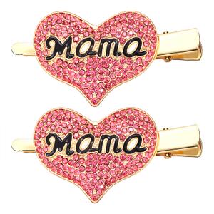Mothers Day Hair Clip Rhinestone Mama Hairpin for Women Sparkling Heart Mom Hair Barrette Elegant Mothers Day Hair Accessory Gifts (Pink MAMA)