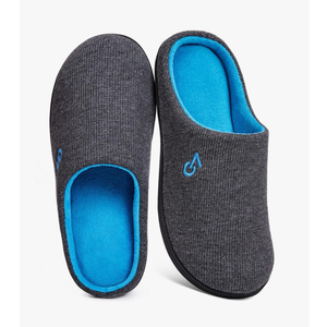 VeraCosy Men's Two-Tone Memory Foam House Slippers Indoor Outdoor Durable Rubber Sole 9-10