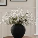 20pcs White Artificial Flowers Bulk For Vase That Look Real, White Flower Centerpiece For Table, Silk Floral Home Decor Indoor, Faux Kiku + Eucalyptus Stems + Wildflowers, Flores Blancas Artificiales